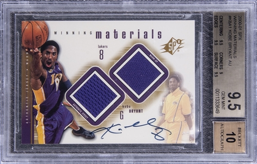 2000-01 SPX Winning Materials #KBA1 Kobe Bryant Signed Card -  BGS GEM MINT 9.5/BGS 10